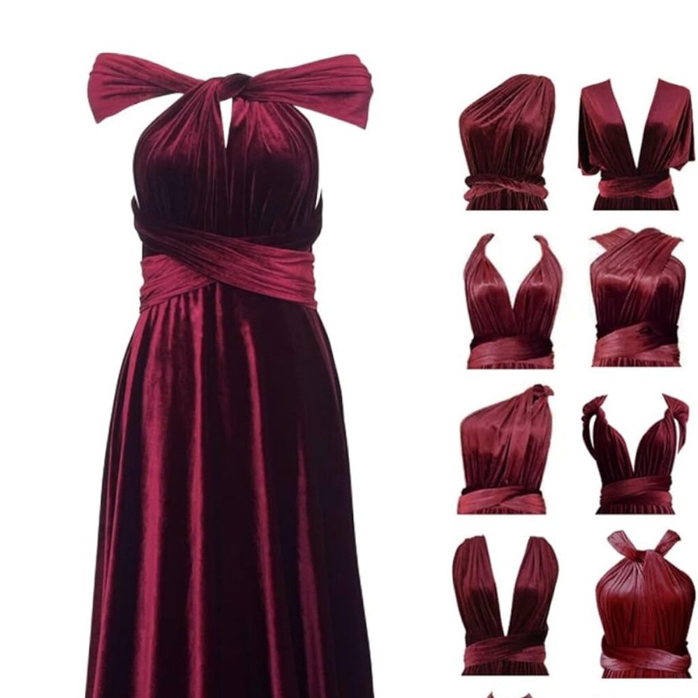Burgundy Velvet Infinity Dress